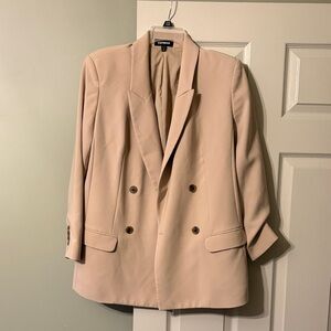 Express Beige Double-Breasted Blazer